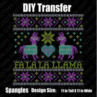 Christmas Sweater Llama Spangle Transfer #1277