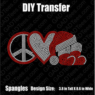 Peace Love Santa Boots Spangle Transfer #1280