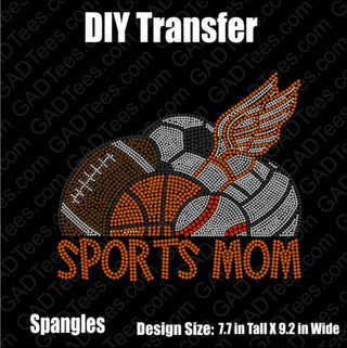 Sports Mom with Track Spangle Transfer #1512
