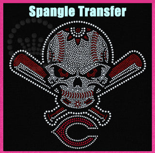Carthage Baseball Skull Spangle Transfer #2010