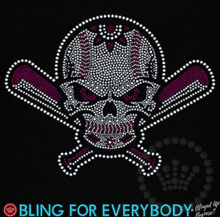 Baseball Skull Maroon Spangle Transfer