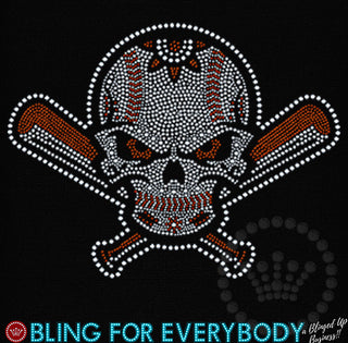 Baseball Skull Orange Spangle Transfer