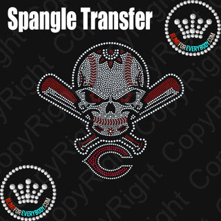 Carthage Baseball Skull Spangle Transfer #2010