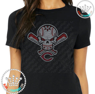 Carthage Baseball Skull Spangle Transfer #2010