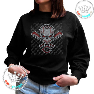 Baseball Skull 2-Color Carthage Spangle Bling Unisex Sweatshirt #2010