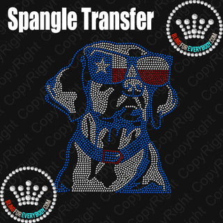 Patriotic Dog with Texas Glasses Spangle Transfer #23110