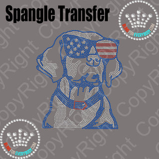 Patriotic Dog with USA Glasses Spangle Transfer #23111
