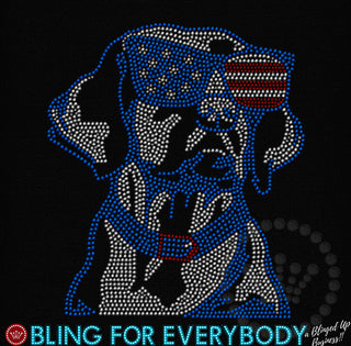 Patriotic Dog with USA Glasses Spangle Transfer #23111