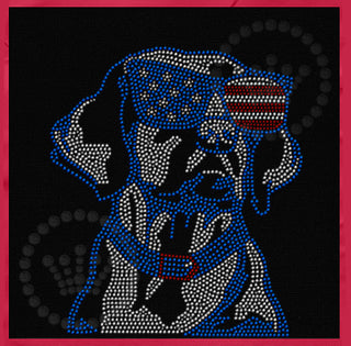 Patriotic Dog with USA Glasses Spangle Transfer #23111
