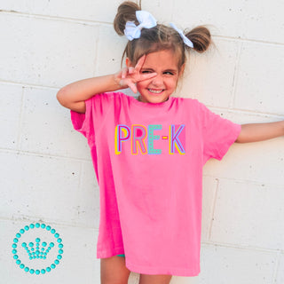 Pre K Marquee Grade Pink Graphic Print Unisex Short Sleeve Tee #23455