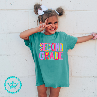 Second Grade Marquee Pink Graphic Print Unisex Short Sleeve Tee #23457