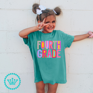 Fourth Grade Marquee Pink Graphic Print Unisex Short Sleeve Tee #23459