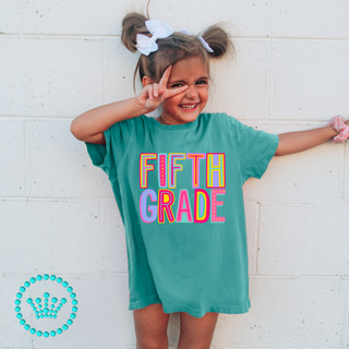 Fifth Grade Marquee Pink Graphic Print Unisex Short Sleeve Tee #23460