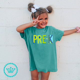 Pre K Marquee Grade Green Graphic Print Unisex Short Sleeve Tee #23463