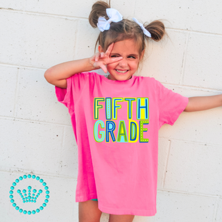 Fifth Grade Marquee Green Graphic Print Unisex Short Sleeve Tee #23468