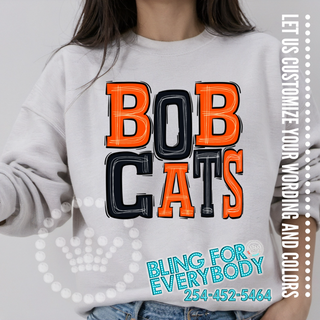 Bobcats Doodle Stack Orange Black Graphic Print Unisex Sweatshirt #25810