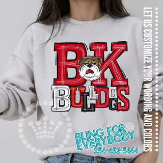 BK Bulldogs Doodle Stack Red Black Graphic Print Unisex Sweatshirt #25812
