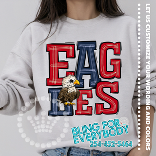 Eagles Doodle Stack Navy Red Graphic Print Unisex Sweatshirt #25820
