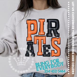 Pirates Doodle Stack Orange Black Graphic Print Unisex Sweatshirt #25822