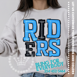 Riders Doodle Stack Columbia Blue Black Graphic Print Unisex Sweatshirt #25823