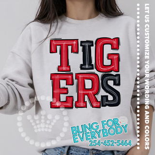 Tigers Doodle Stack Red Black Graphic Print Unisex Sweatshirt #25824