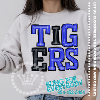 Tigers Doodle Stack Royal Black Graphic Print Unisex Sweatshirt #25825