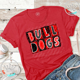 Box Alpha Bulldogs Black Red Graphic Print Unisex Short Sleeve Tee #27227
