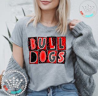 Box Alpha Bulldogs Black Red Graphic Print Unisex Short Sleeve Tee #27227