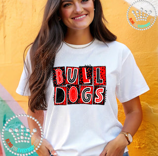 Box Alpha Bulldogs Black Red Graphic Print Unisex Short Sleeve Tee #27227