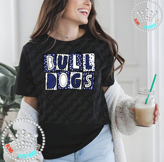 Box Alpha Bulldogs Blue White Graphic Print Unisex Short Sleeve Tee #27228