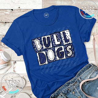 Box Alpha Bulldogs Blue White Graphic Print Unisex Short Sleeve Tee #27228