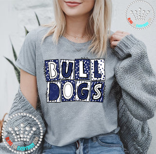 Box Alpha Bulldogs Blue White Graphic Print Unisex Short Sleeve Tee #27228