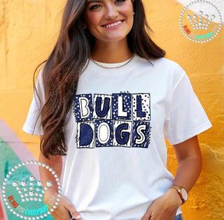 Box Alpha Bulldogs Blue White Graphic Print Unisex Short Sleeve Tee #27228