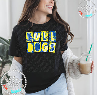 Box Alpha Bulldogs Columbia Yellow Graphic Print Unisex Short Sleeve Tee #27232