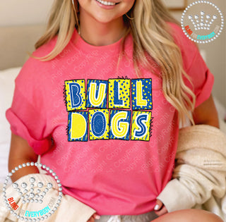 Box Alpha Bulldogs Columbia Yellow Graphic Print Unisex Short Sleeve Tee #27232