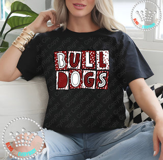 Box Alpha Bulldogs Maroon White Graphic Print Unisex Short Sleeve Tee #27233