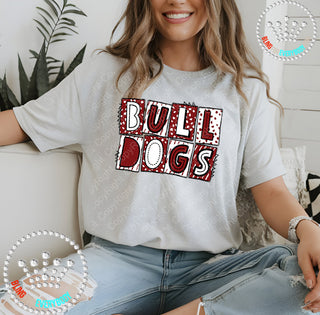 Box Alpha Bulldogs Maroon White Graphic Print Unisex Short Sleeve Tee #27233