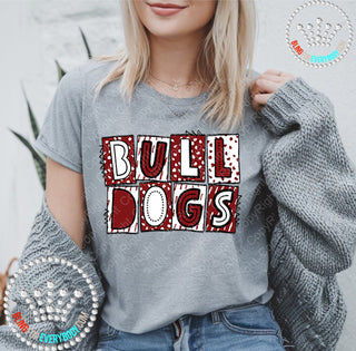Box Alpha Bulldogs Maroon White Graphic Print Unisex Short Sleeve Tee #27233