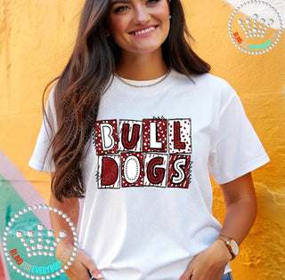 Box Alpha Bulldogs Maroon White Graphic Print Unisex Short Sleeve Tee #27233