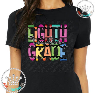 Eighth Grade Crayon Alpha Graphic Print Unisex Short Sleeve Tee #27390