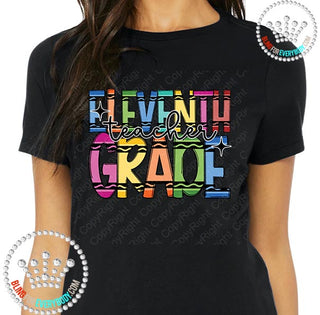 Eleventh Grade Crayon Alpha Graphic Print Unisex Short Sleeve Tee #27391