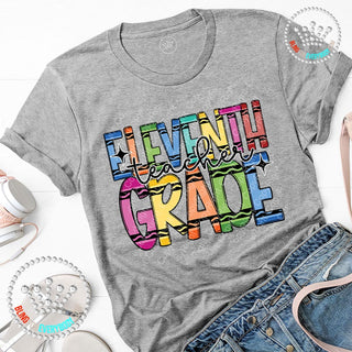 Eleventh Grade Crayon Alpha Graphic Print Unisex Short Sleeve Tee #27391