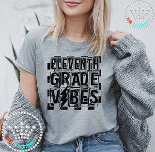 Eleventh Grade Vibes 11 Black Graphic Print Unisex Short Sleeve Tee #27426