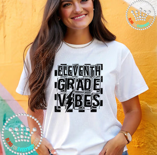 Eleventh Grade Vibes 11 Black Graphic Print Unisex Short Sleeve Tee #27426