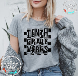 Tenth Grade Vibes 10 Black Graphic Print Unisex Short Sleeve Tee #27427