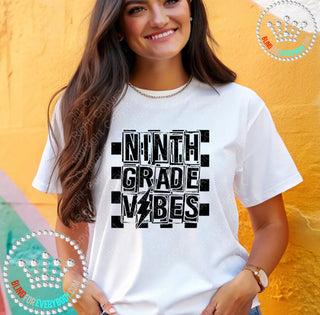 Ninth Grade Vibes 9 Black Graphic Print Unisex Short Sleeve Tee #27428