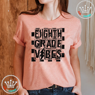 Eighth Grade Vibes 8 Black Graphic Print Unisex Short Sleeve Tee #27429