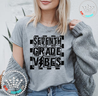 Seventh Grade Vibes 7 Black Graphic Print Unisex Short Sleeve Tee #27430