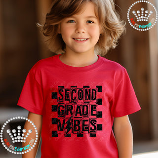 Second Grade Vibes 2 Black Graphic Print Unisex Short Sleeve Tee #27435