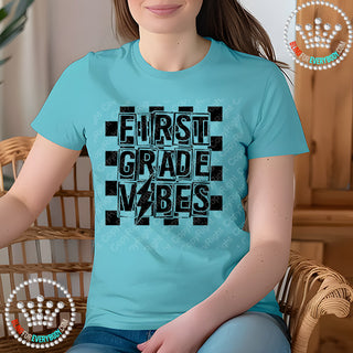 First Grade Vibes 1st Black Graphic Print Unisex Short Sleeve Tee #27436
